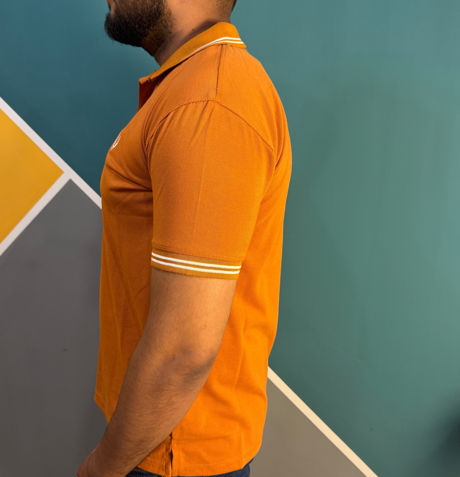 Thriftspo Orange Twin‑Tipped Polo Tee – Half‑Sleeve Classic