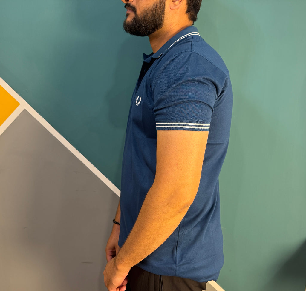 Thriftspo Blue Twin‑Tipped Polo Tee – Half‑Sleeve Classic
