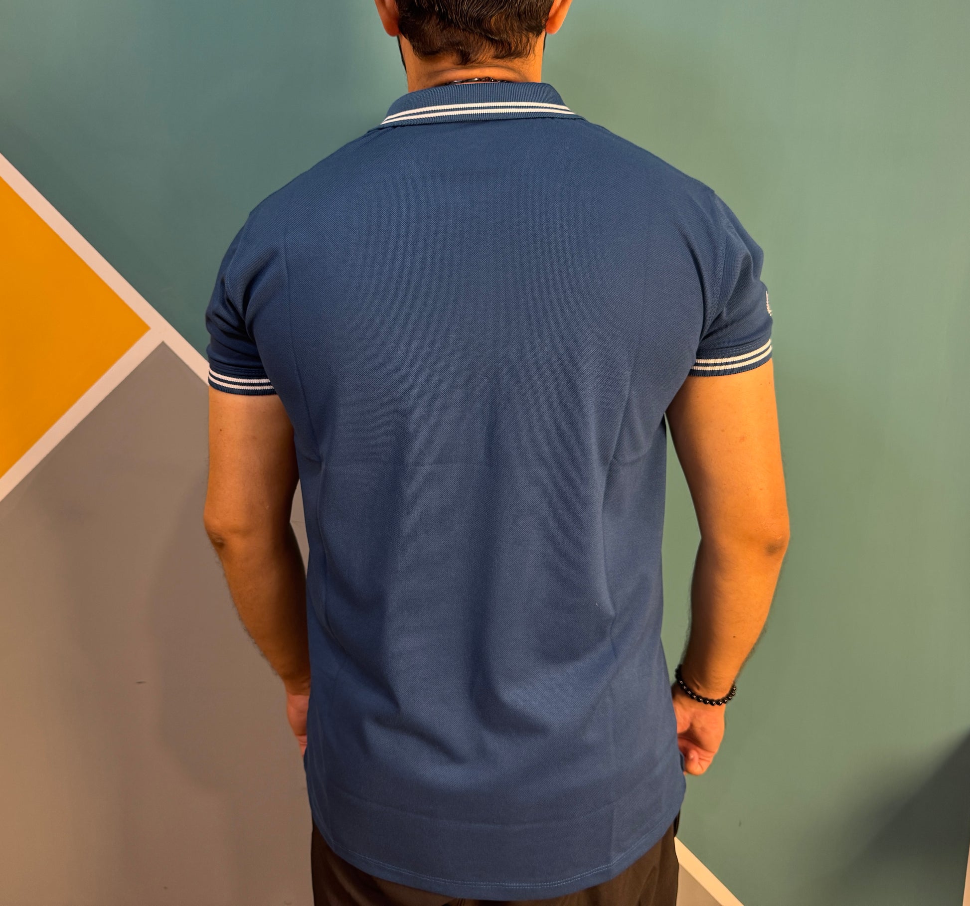 Thriftspo Blue Twin‑Tipped Polo Tee – Half‑Sleeve Classic