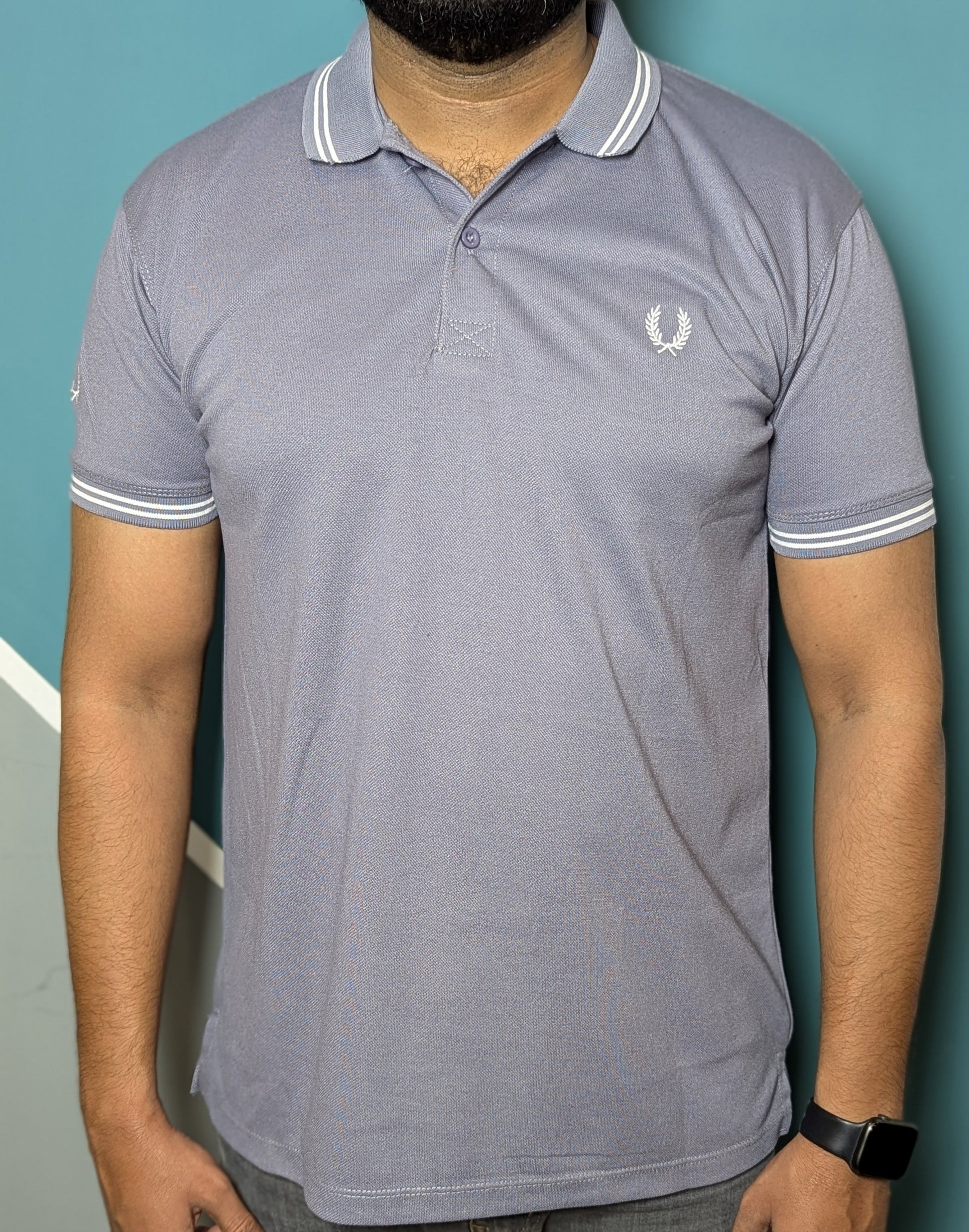 Thriftspo Gray Twin‑Tipped Polo Tee – Half‑Sleeve Classic