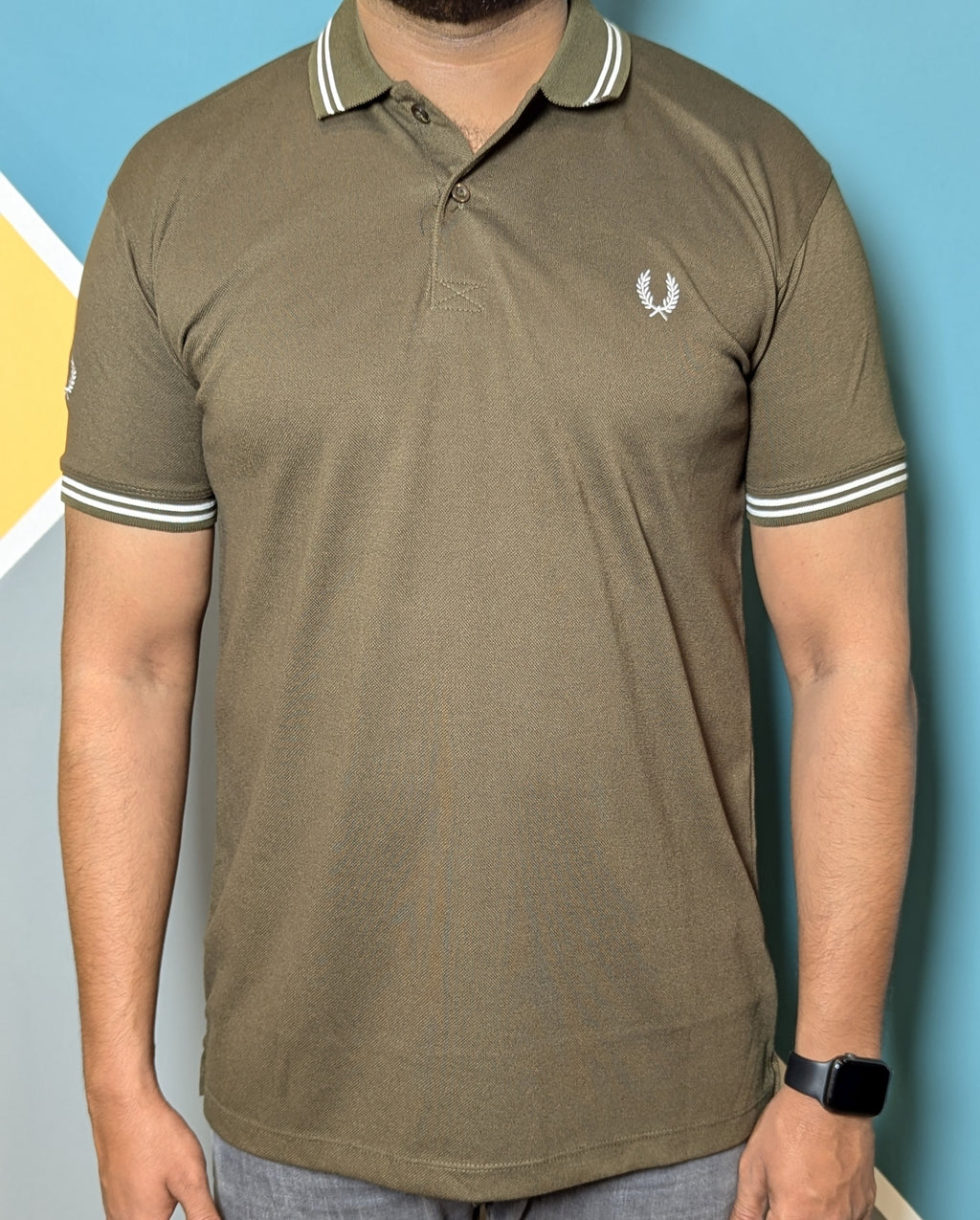 Thriftspo Olive Green Twin‑Tipped Polo Tee – Half‑Sleeve Classic
