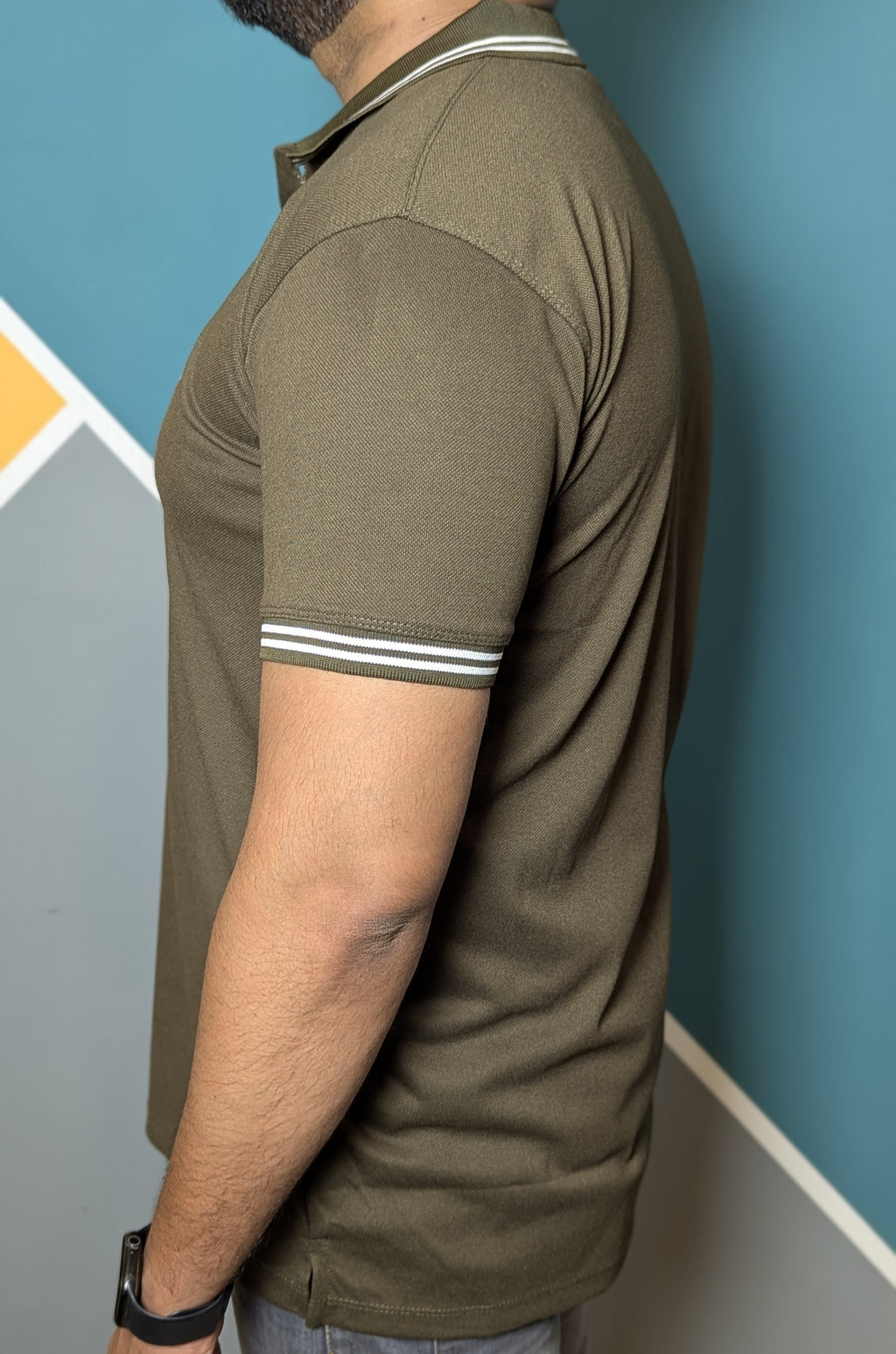 Thriftspo Olive Green Twin‑Tipped Polo Tee – Half‑Sleeve Classic