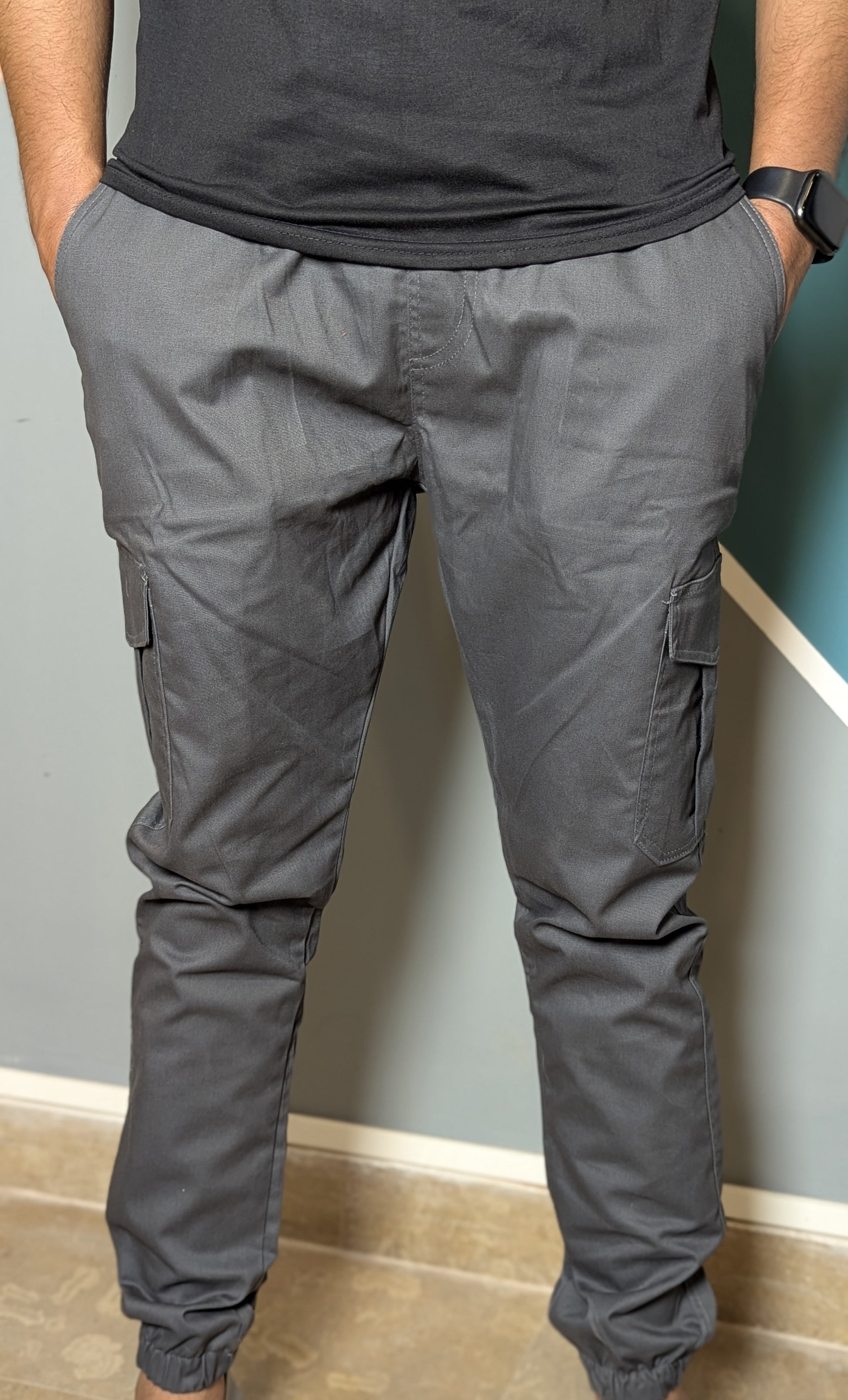 Thriftspo Gray Relaxed-Fit Cotton Cargo Trousers