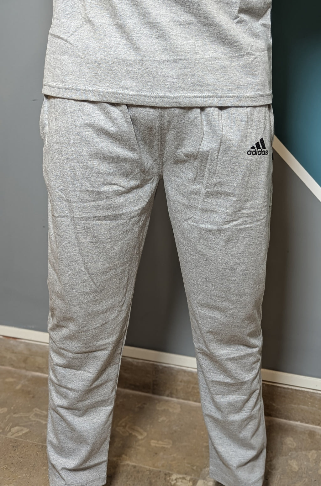 Thriftspo Silver Jersey Cotton Tracksuit Set – Relaxed Tee & Trousers